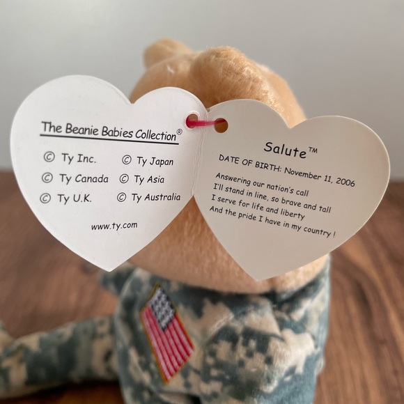 3 FOR $25: Authentic TY Beanie Babies Salute the Bear, 2006. NWT - Picture 3 of 3